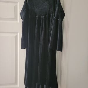 On The Road Black Cold Shoulder High Low Velvet dress